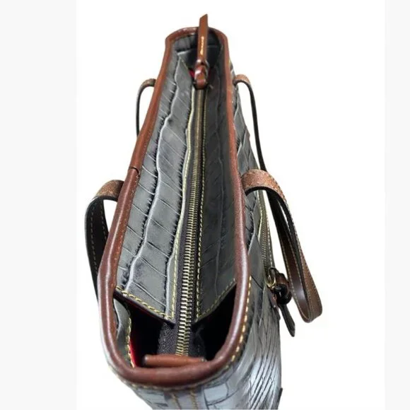 Dooney & Bourke Medium Gray Embossed Mock Croc Bag Tote EUC - Picture 9 of 14